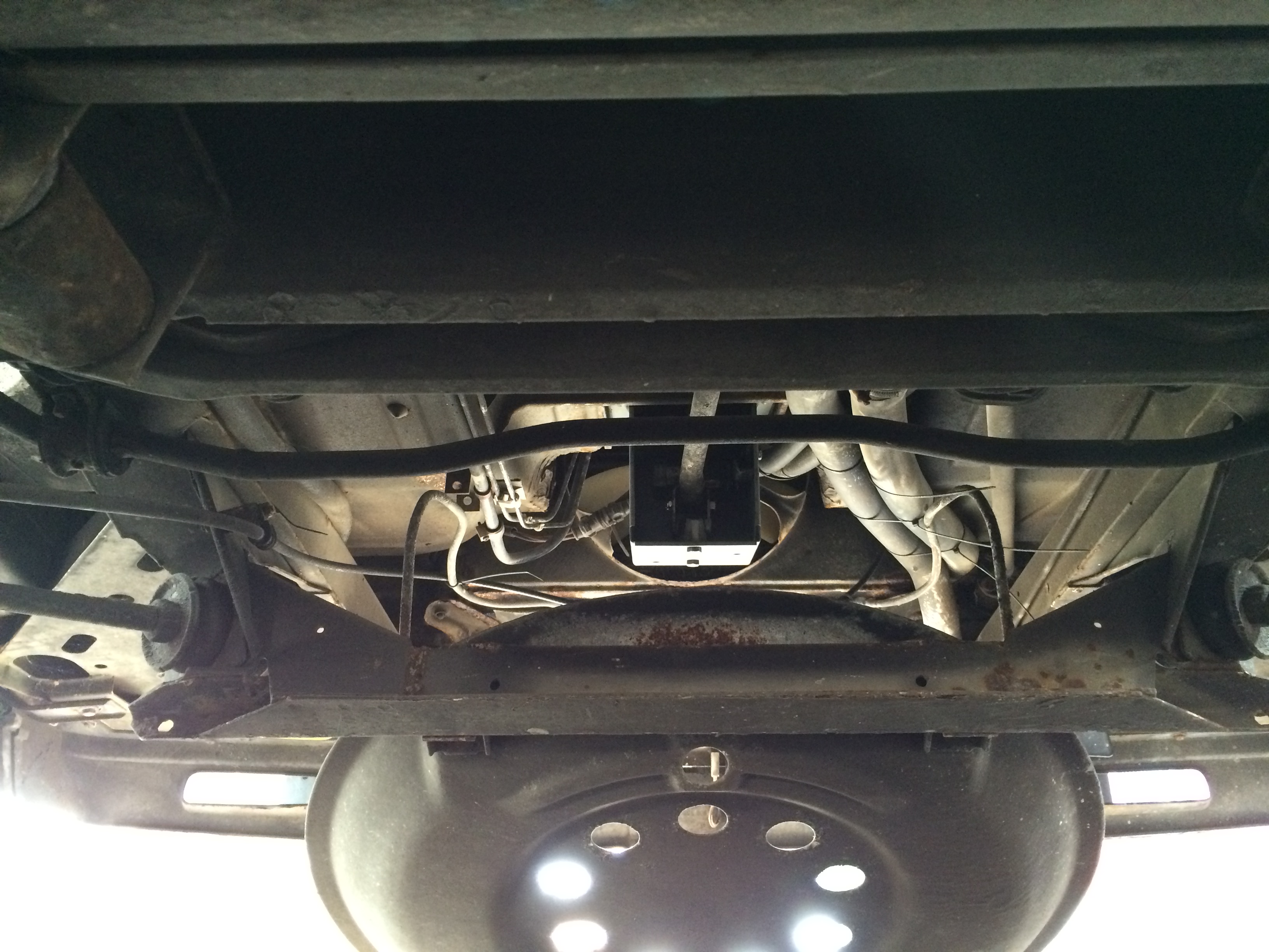 View of Gear Linkage Box from under fuel tank