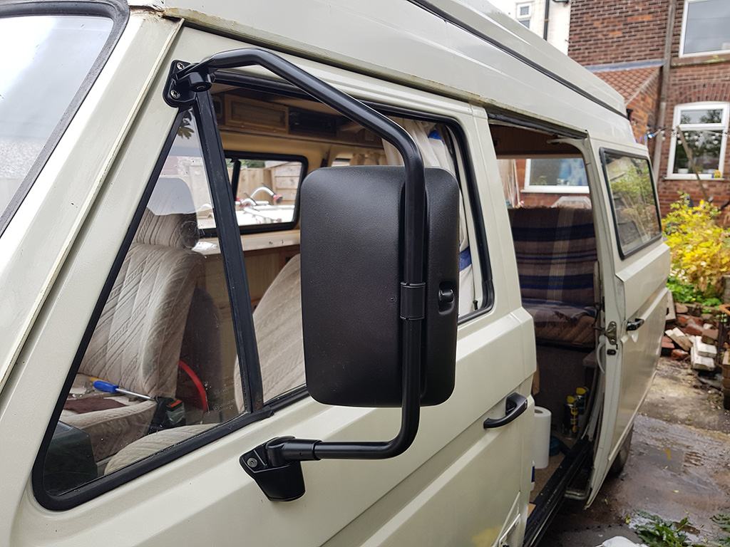 Truck mirror installed